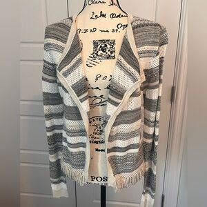 White House Black Market Gray and Cream Cardigan